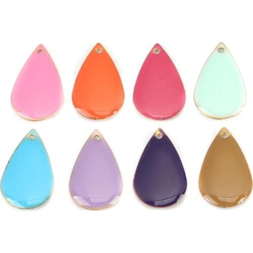 DoreenBeads Hot Fashion Copper Enamelled Sequins Pendant Charms Gold Coffee Drop Jewelry DIY Findings 21mm x 13mm, 10 PCs