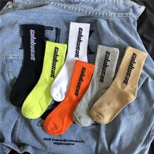 European and American Fashion Harajuku Coconut Letter Socks Men Kanye West Socks Skateboard Women High Quality Basketball Socks