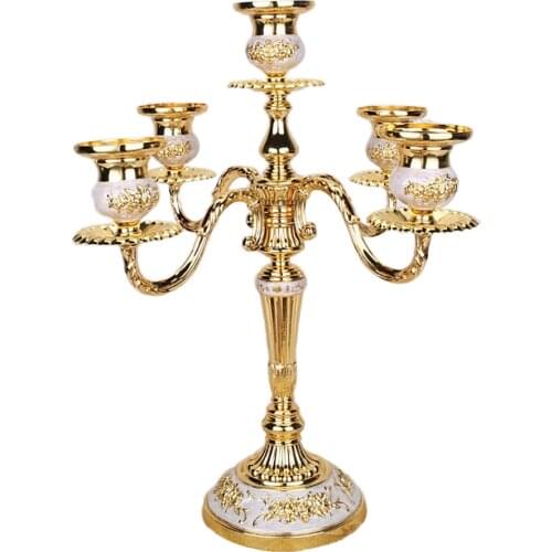 European Style 5-Candle Candelabra Candlestick 14inch Tall Metal Candle Holder