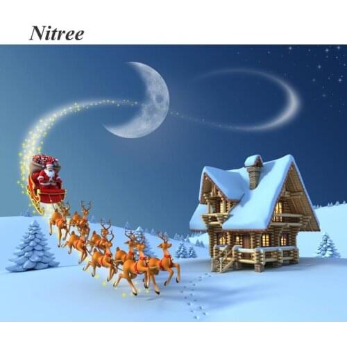 Photography Background Christmas Carriage Santa Claus Snowfield Backdrop Winter Birthday Children Photo Shoot