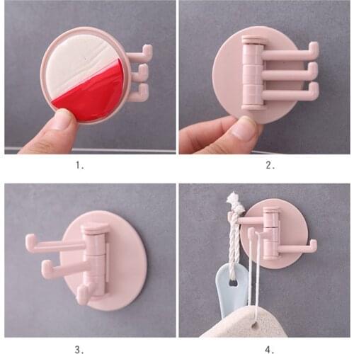 Seamless Adhesive Hook Rotatable Strong Stick Hook Kitchen Wall Hanger Load Bearing 3KG Bathroom Kitchen Hooks TSLM2