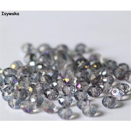 Isywaka Gray Purple Color 4*6mm 50pcs Rondelle Austria faceted Crystal Glass Beads Loose Spacer Round Beads for Jewelry Making