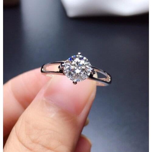 925 sterling silver ring Classic style Diamond jewelry Mosan diamond 1CT 6.5*6.5 ring Wedding Party gift Ring For Women