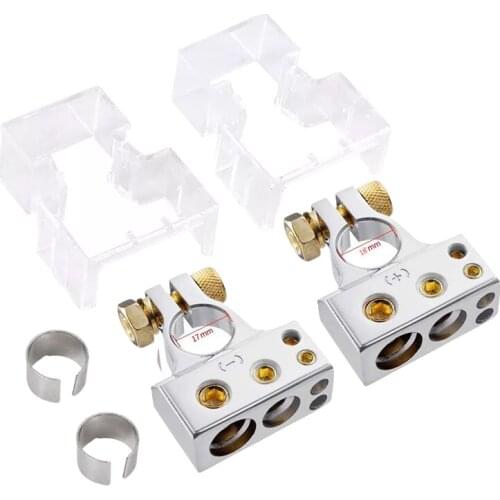 Car Battery Terminal Connectors Kit 2/4/8/10 AWG Battery Post Connectors Clamp Shims for Car Marine Boat (Pair)
