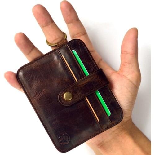 Short Wallets Hasp Small Purse Genuine Leather Men Wallets Mini Purses Male Clutch Women Crazy Horse Portable Card Holder K-002