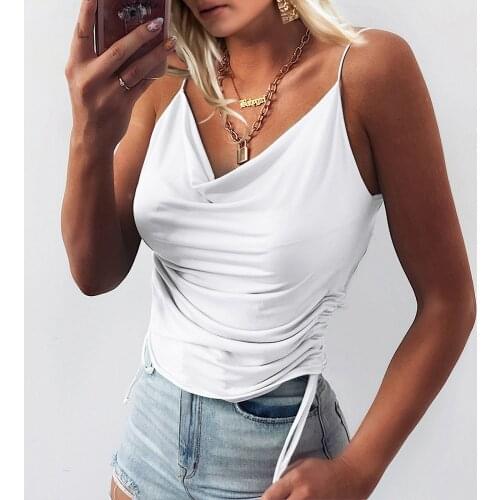 Corset Top Self Cultivation Newsexy Solid Color Show Thin Drawstring Wrinkle Camisole Tank Top Womens Wear Crop Top