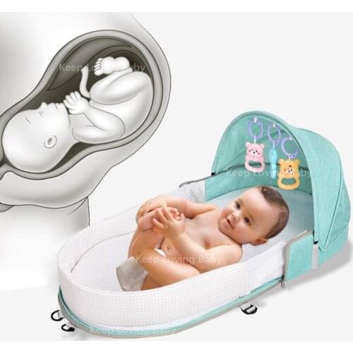 Dropshipping Newborn Baby Crib Foldable Infant Bed Portable Outdoor Travel Cotton Sleeping Basket Baby Nest Crib