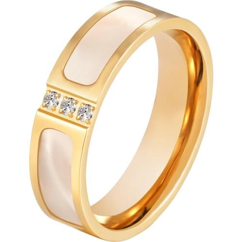 Fashion Crystal CZ Stainless Steel Rings For Men Women Wedding Engagement Luxury Shell Ring Jewelry Gift