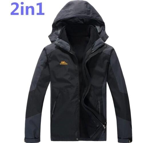 Two-in-one Plus Size 10xl 8xl 6xl 5xl Waterproof Winter Jacket Men Warm Parkas Detachable Hood Winter Coat big large size