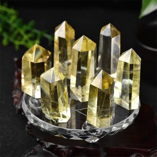 Natural Citrine Crystal Wand Point Seven Star Array Great for Meditation Home Fengshui Decoration Chakra Reiki Stone