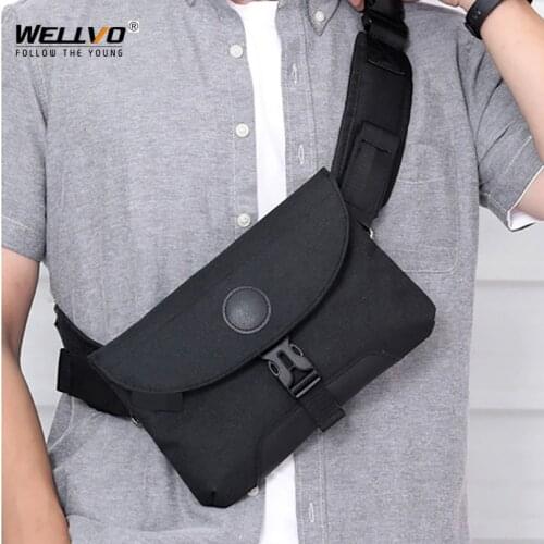 Men Nylon Chest Bags Male Outdoor Sports Waist Pack Casual Solid Color Crossbody Shoulder Bag Small Purse Multifunction XA784ZC