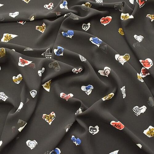 New fashion high quality black printed chiffon fabric soft comfortable cloth tissue for baby cloth women dress, scarf by meter