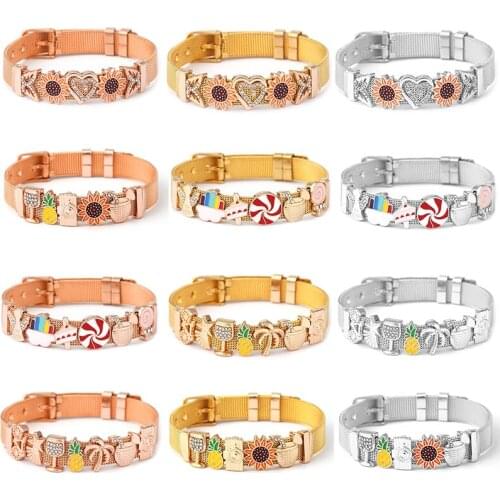2021 Summer New Keeper Geometric DIY Rainbow Ladies Bracelet Fine Stainless Steel Titanium Steel Strap Bracelet Gifts