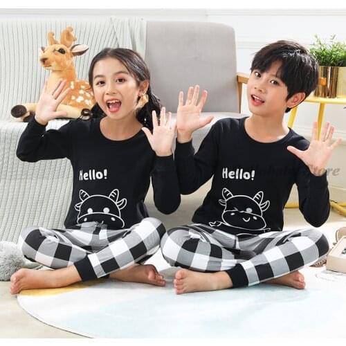 Baby Boy Girl Pajama Sets Korean Pajamas For Kids Sleepwear Party Yellow Cartoon Sponge Night Outfits Autumn Children Clothing