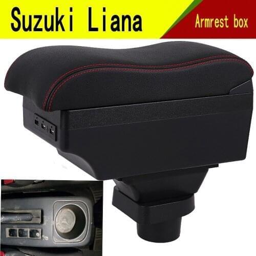 For suzuki liana armrest box USB Charging heighten Double layer central Store content cup holder ashtray accessories