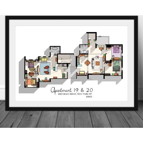 Poster Print Gift Friends TV Series Movie Apartment 19 & 20 Chart Painting Wall Art Canvas Picture Living Home Room Decor