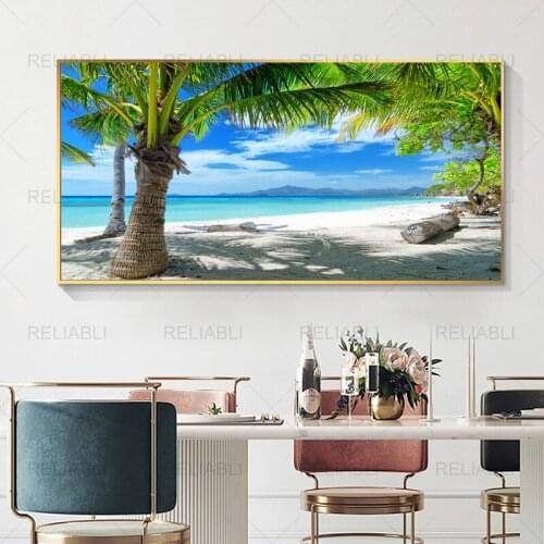 Tropical Beach Seaside Landscape Posters and Prints Canvas Painting Seascape Art Home Decoration Wall Picture for Living Room