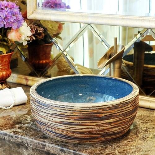 Jingdezhen factory directly art hand painted ceramic foot wash sink wash basin bathroom sinks