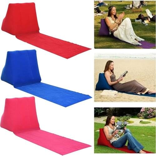 PVC Inflatable Beach Mat Camping Lounger Waterproof Back Pillow Triangle Cushion Chair Seat Air Bed OutdoorTravel Accessories