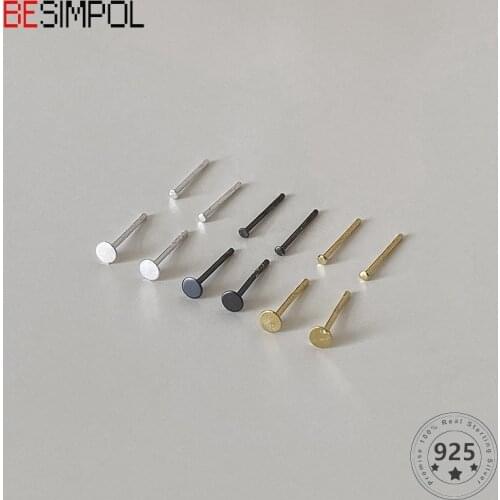 Besimpol 925 Sterling Silver Mini Stud Earrings Simple Cute Pierced Earrings Jewelry For Women Don't Need To Take Off When Sleep