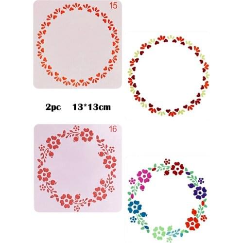 2pc Puzzle Stencil Painting Template Diy Embossing Accessories Diary Sjablonen For Scrapbooking Reusable Office School Supplies