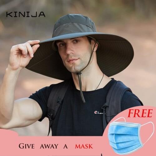 Summer Men new outdoor waterproof Fisherman With Large Brim sun hat sunshade sun proof Quick drying UV Protection hat Bucket Hat