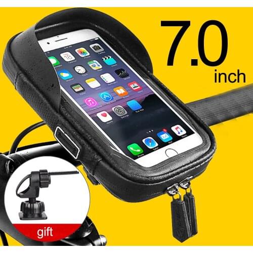 7.0in Bicycle Cell Phone Holder Mount Waterproof MTB Road Bike Handlebar Frame Bag Top Head Tube Case Cycling Mobile Phone Stand