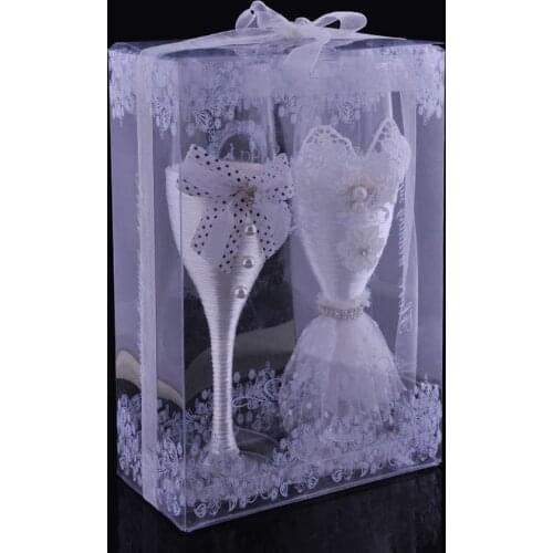 Wedding Dress Wine Glasses-handmade Bride And Groom Champagne Flutes Bride And Groom Champagne Glass(set Of 2)