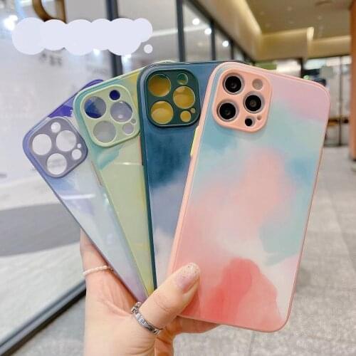 PINZHENG Protection Phone Case For iPhone X XR XS Max 11 12 Pro Max 12 Mini Glass Soft Phone Protective Cover For 6 6S 7 8 Plus