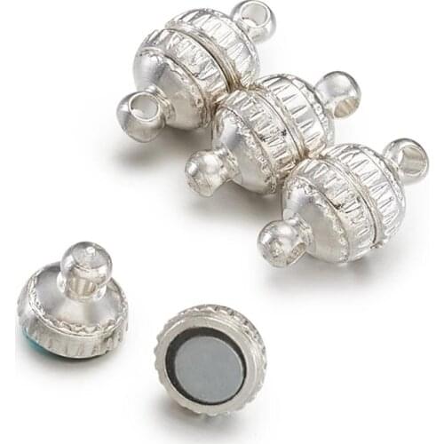 5 sets Brass Magnetic Clasps Connectors Links DIY Bracelet Bracelet Accessories Component Findings Making Round 11x6mm Hole: 1mm