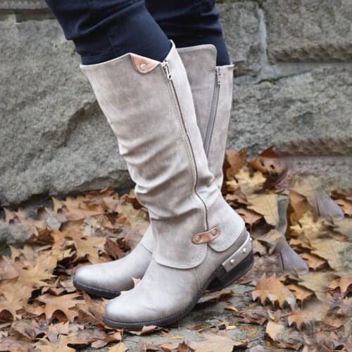Womens Long Boots Winter Casual Flock Warm High Boots Low Heels platform Zipper Fashion Female Shoes botas femininas #40