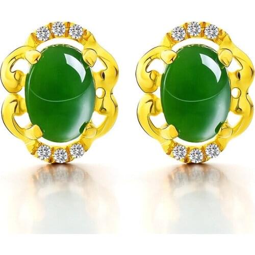 MENGYI Classic Elegant Chalcedony Zircon Stud Earrings Women Vintage Antique Oval Earrings Wedding Jewelry Popular Ear
