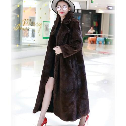 Nerazzurri Women Faux Fur Coat Winter Long Sleeve High Quality Luxury Oversized Thicken Warm Fluffy Extra Long Mink fur Overcoat