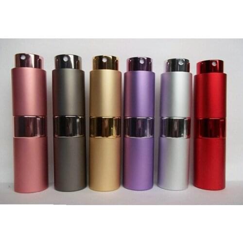 Free Shipping 10pcs/lot 15ml Portable Refillable Atomizer Spray Bottles Empty Taveler Glass Aluminum Parfum Bottles 6 Colors