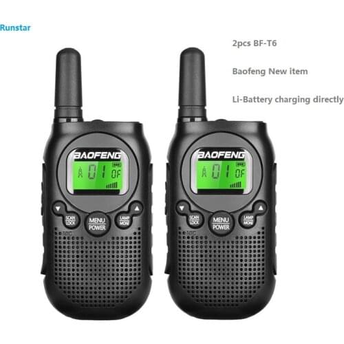 2pcs New item Baofeng BF-T6 Mini Wiress Walkie Talkie UHF Handheld Two Way Radio Communicator Transceiver For hotel barbers