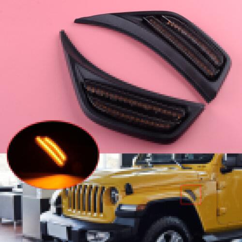 2pcs LED Front Fender Side Marker Light Turn Signal Light Lamp Fit For Jeep Wrangler JL 2018 2019