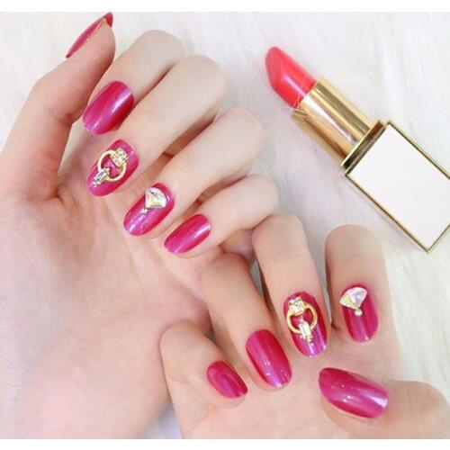 24pcs Butterfly Pearl Diamond Long False Nails Art Full Cover Tips Manicur Glue