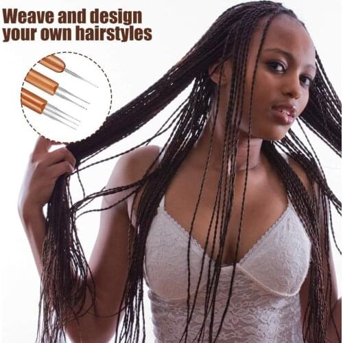 3pcs 0.5Mm 0.75Mm Double Crochet Needle For Locs Bamboo Dreadlock Crochet Hook Dreadlock Needle For Braids