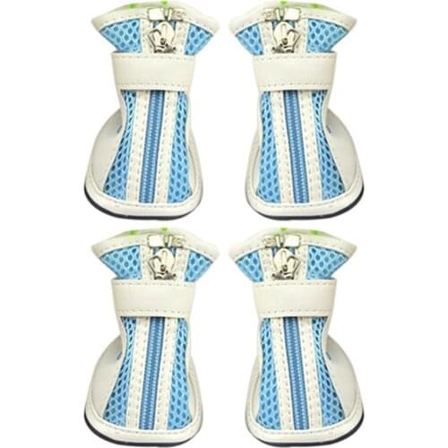 4Pcs Fashion Mesh Cotton Breathable Anti-Skid Casual Pet Shoes Dog Puppy Boots Small And Exquisite Small Dog All-match Shoes