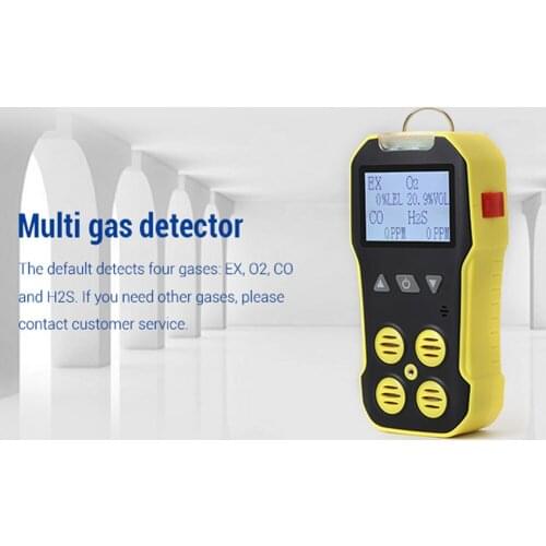 4 In 1 Gases Detector (O2+H2S+CO+LEL) 2 Inch LCD Display Toxic Harmful Gases Detector Combustible Gases Leak Detection Sound