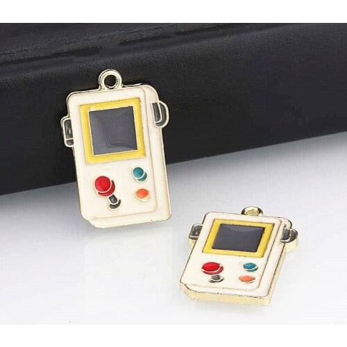 5pcs Gold Color 25x17mm Enamel Game Machine Charms Recreation Funy Pendant For DIY Handmade Jewelry Making Accessorie