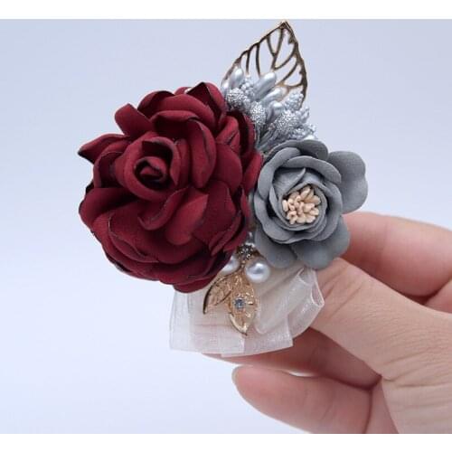 5pcs/lot wedding corsage flower with Rhinestone for groom groomfriends best man corsage wedding decoration