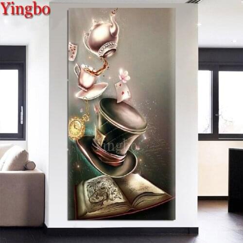 5D Round square Drill Diy Diamond Painting Magic hat and teapot Paintings Needlework Full Diamond Embroidery Home Decoration