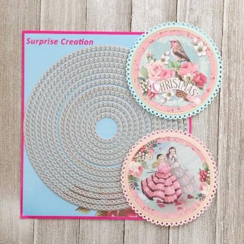 Large Cutting Dies Scalloped Dotted Circle Scrapbook Cardmaking DIY Paper Craft Metal Stencil