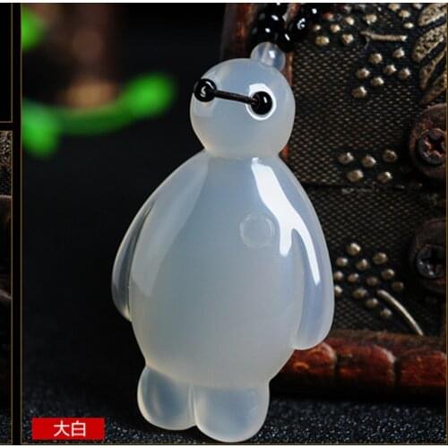 Drop Shipping Natural Ice Kinds of Chalcedony Pendant Cartoon Agate Pendant Necklace Sweater Chain Women Fine Jewelry Free Rope