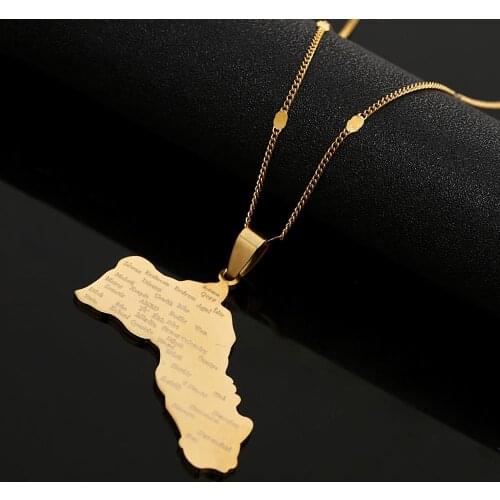 Stainless Steel Gold Color Kurdistan Map Pendant Necklaces Kurdish Flag Map Chain Jewelry