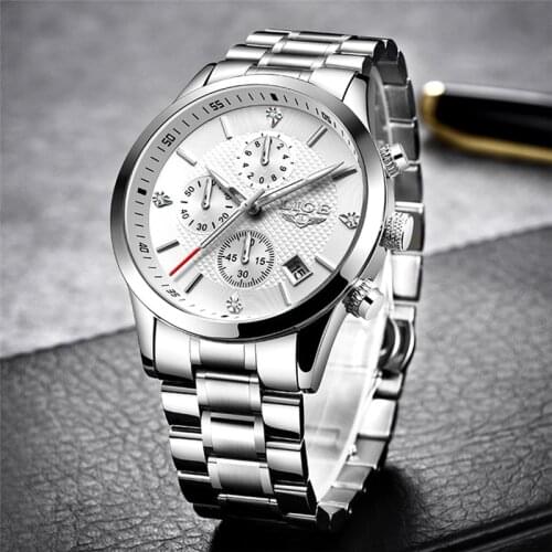 LIGE 2020 Mens Watches Top Luxury Brand Sport Quartz Watch Men Chronograph Waterproof Wrist Watch Man Stainless Steel Date Clock