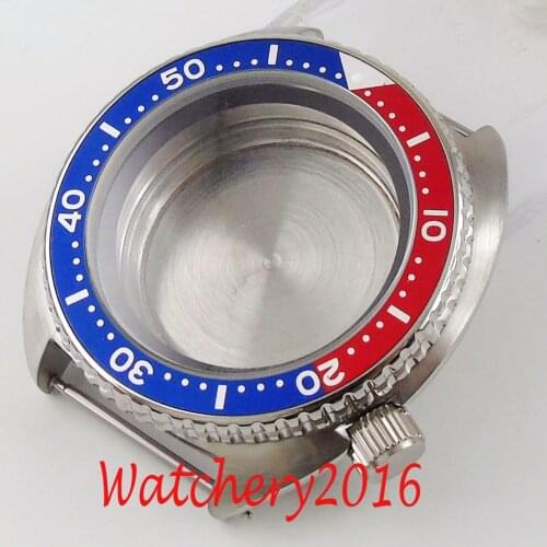 45mm Red Blue Rotating Bezel stainless Watch Case fit for NH35 NH35A movement Watch
