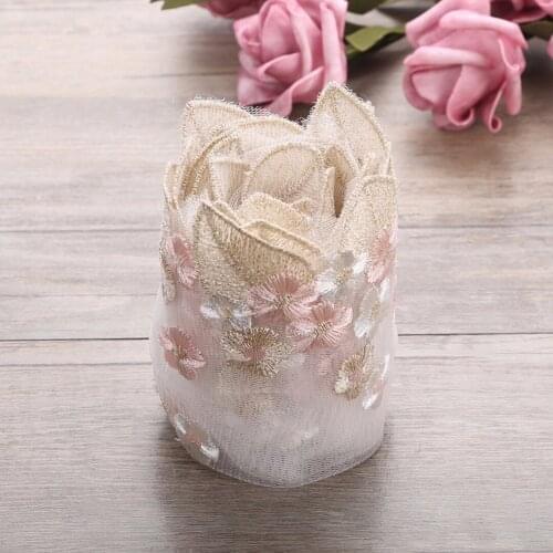 Floral Tulle Lace Trim Ribbon Fabric Flower Embroidery Floral Lace Wedding Trim Sewing Decoration for Wedding Dress Tops Veil