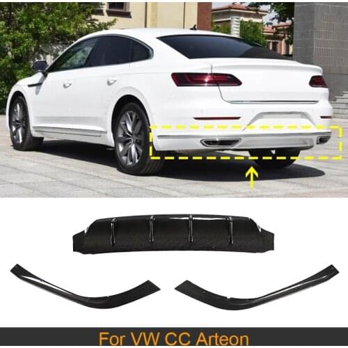 Car Rear Bumper Diffuser Lip Spoiler For Volkswagen VW CC Arteon 2019 2020 Rear Bumper Diffuser Lip Spoiler Gurad Carbon Fiber